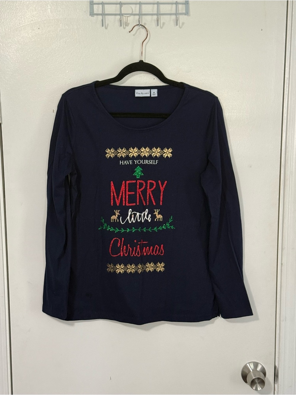 Festive Scoop Neck Christmas Top Size M